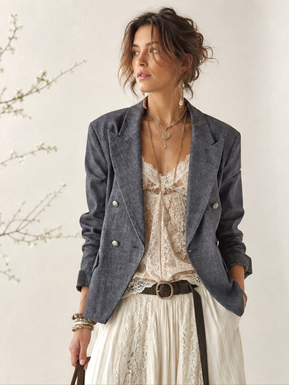 Chelsea 28 Denim Double Breasted Blazer Jacket
